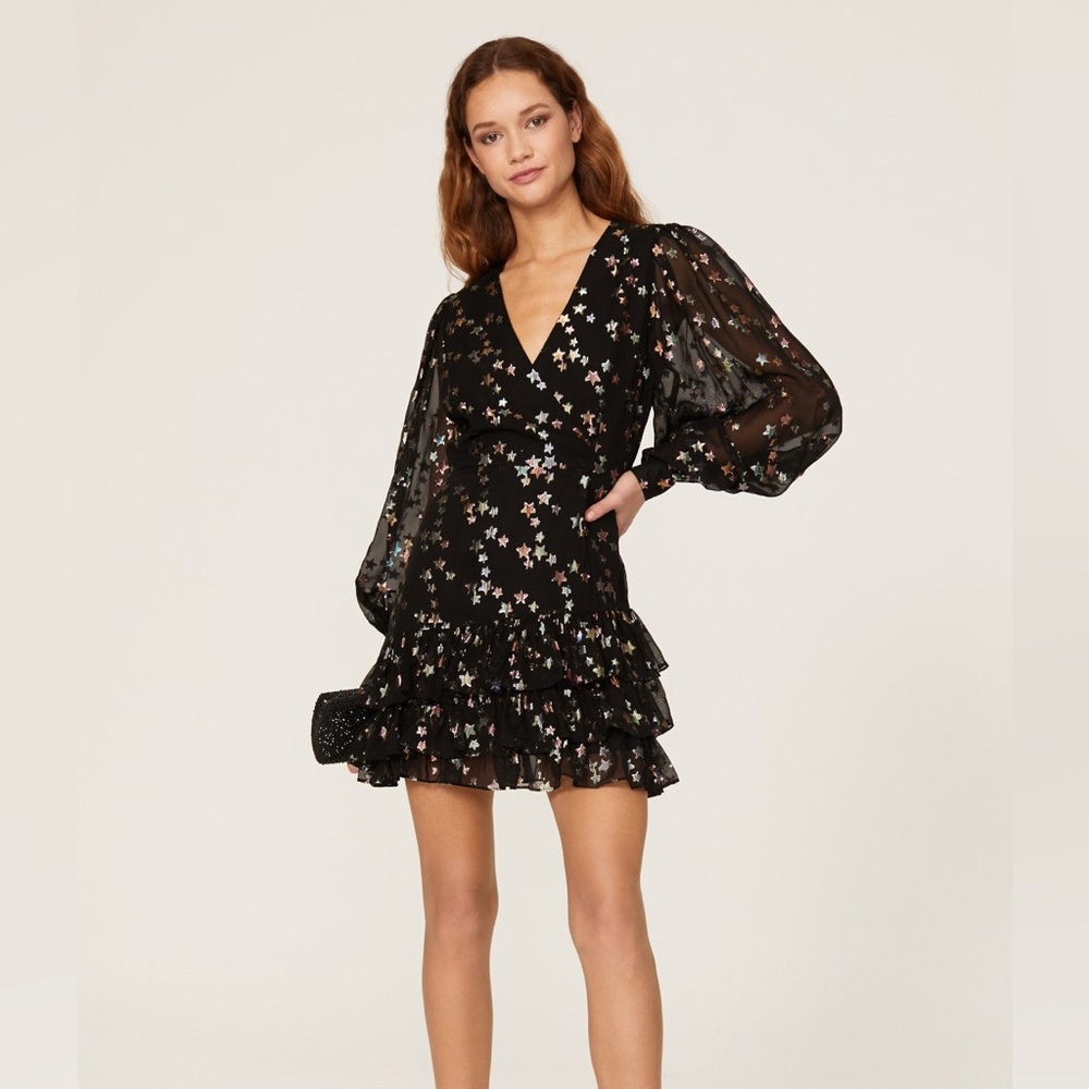 Yumi Kim Black Floral Long Sleeve Dress